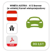Austria - Autostrada Brenner A 13 - Karnet wieloprzejazdowy